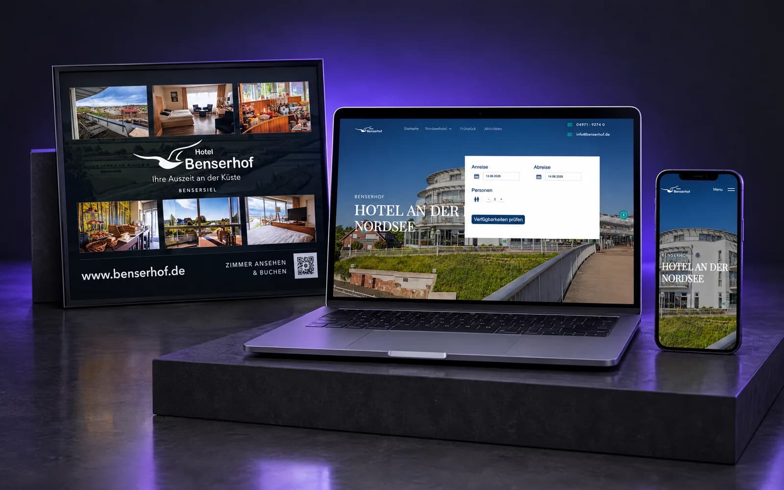Nordseehotel Benser Hof: Website, Fotografie und Print für ein Hotel, dazu Microsoft 365 und IT-Betreuung
