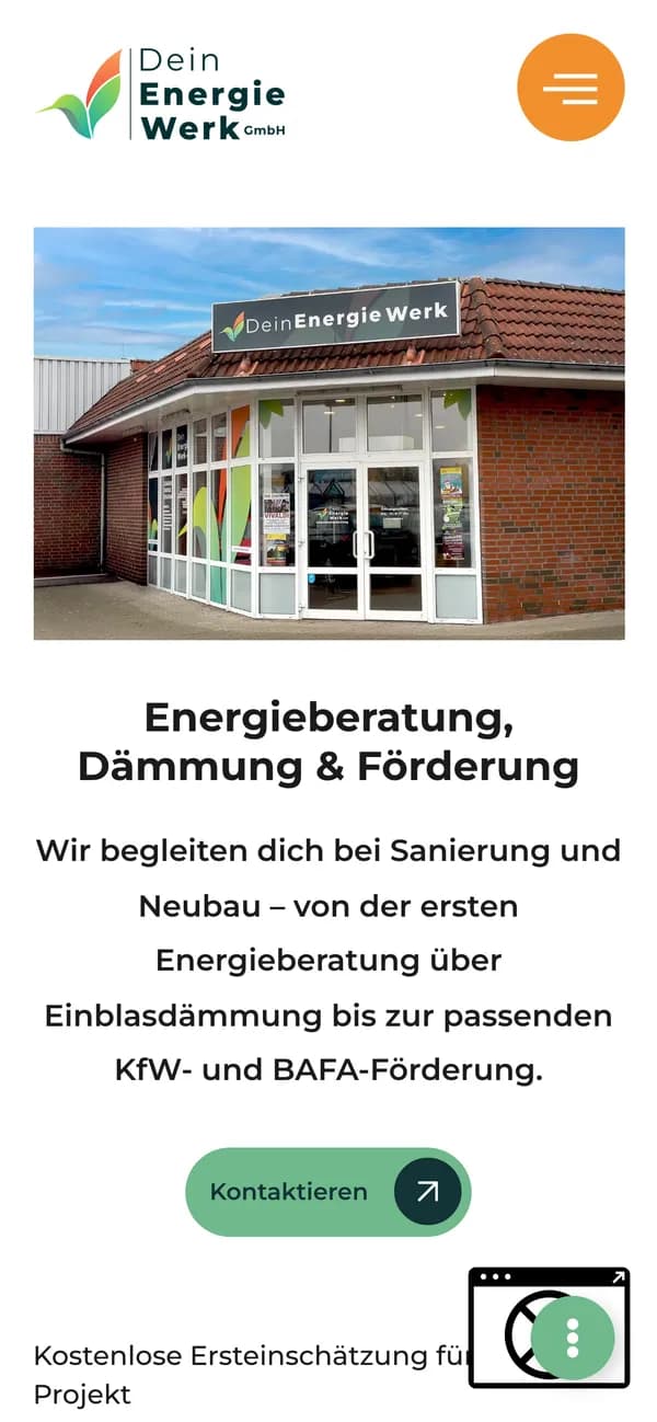 Dein Energiewerk GmbH — Website, Ansicht auf dem Telefon