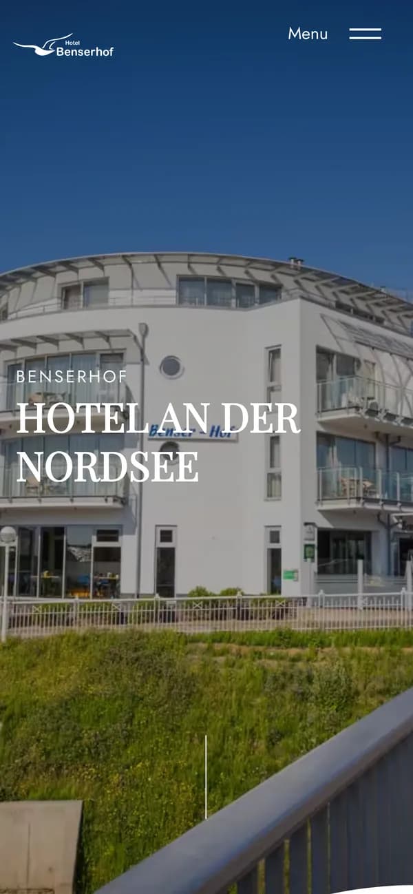 Benser-Hof GmbH — Website, Ansicht auf dem Telefon